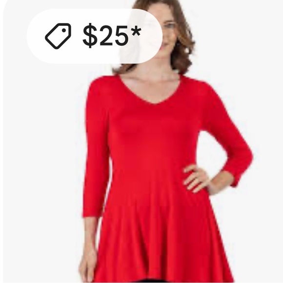 24seven Comfort Apparel Womens Three Quarter Sleeve V-Neck Tunic Top in size L - Picture 2 of 4